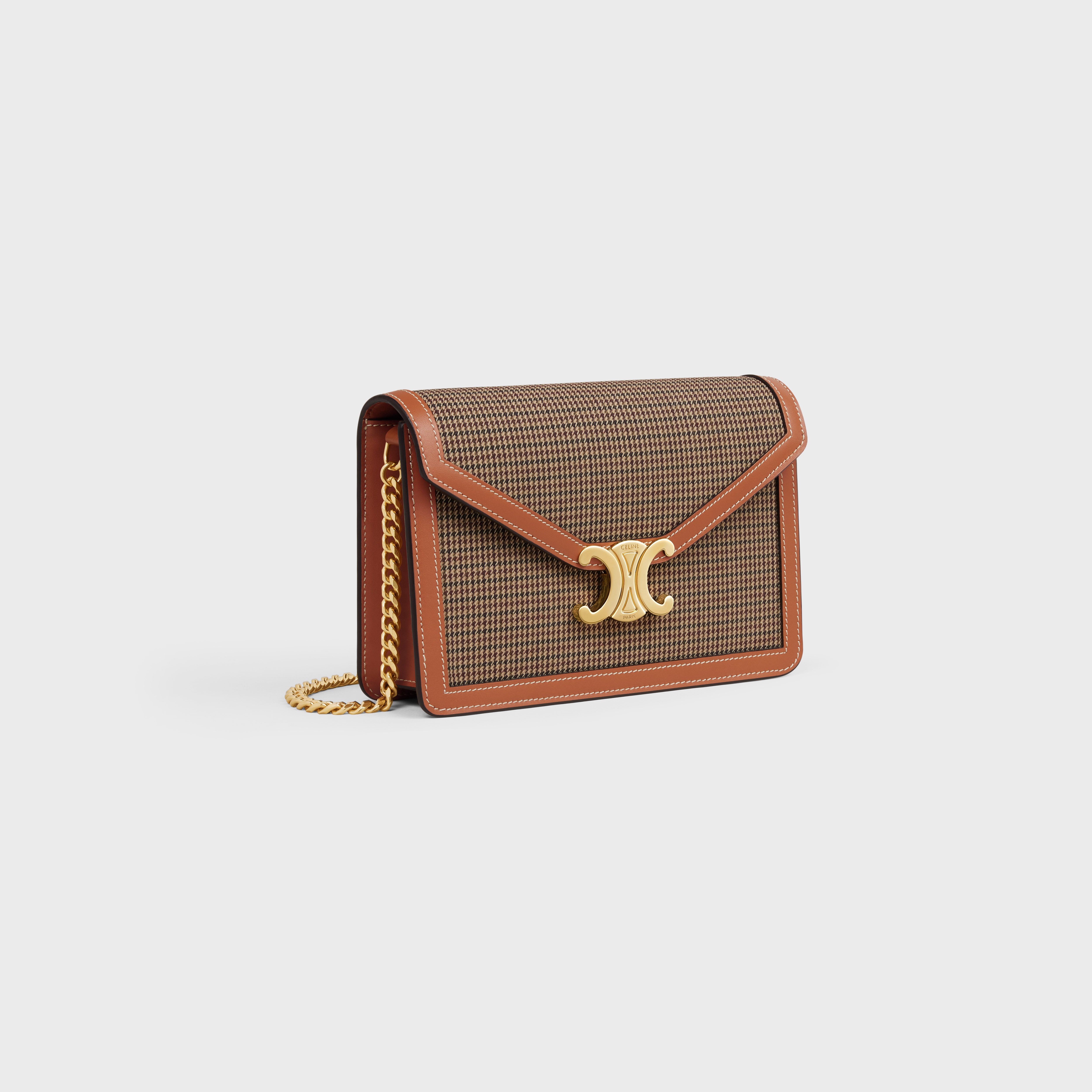 WALLET ON CHAIN MARGO in PIED DE POULE TEXTILE AND CALFSKIN - 2