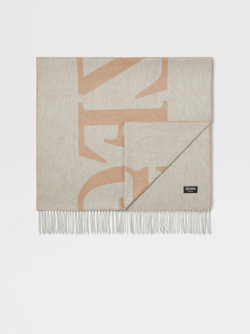 BEIGE AND LIGHT GREY ZEGNA SILK SCARF 1
