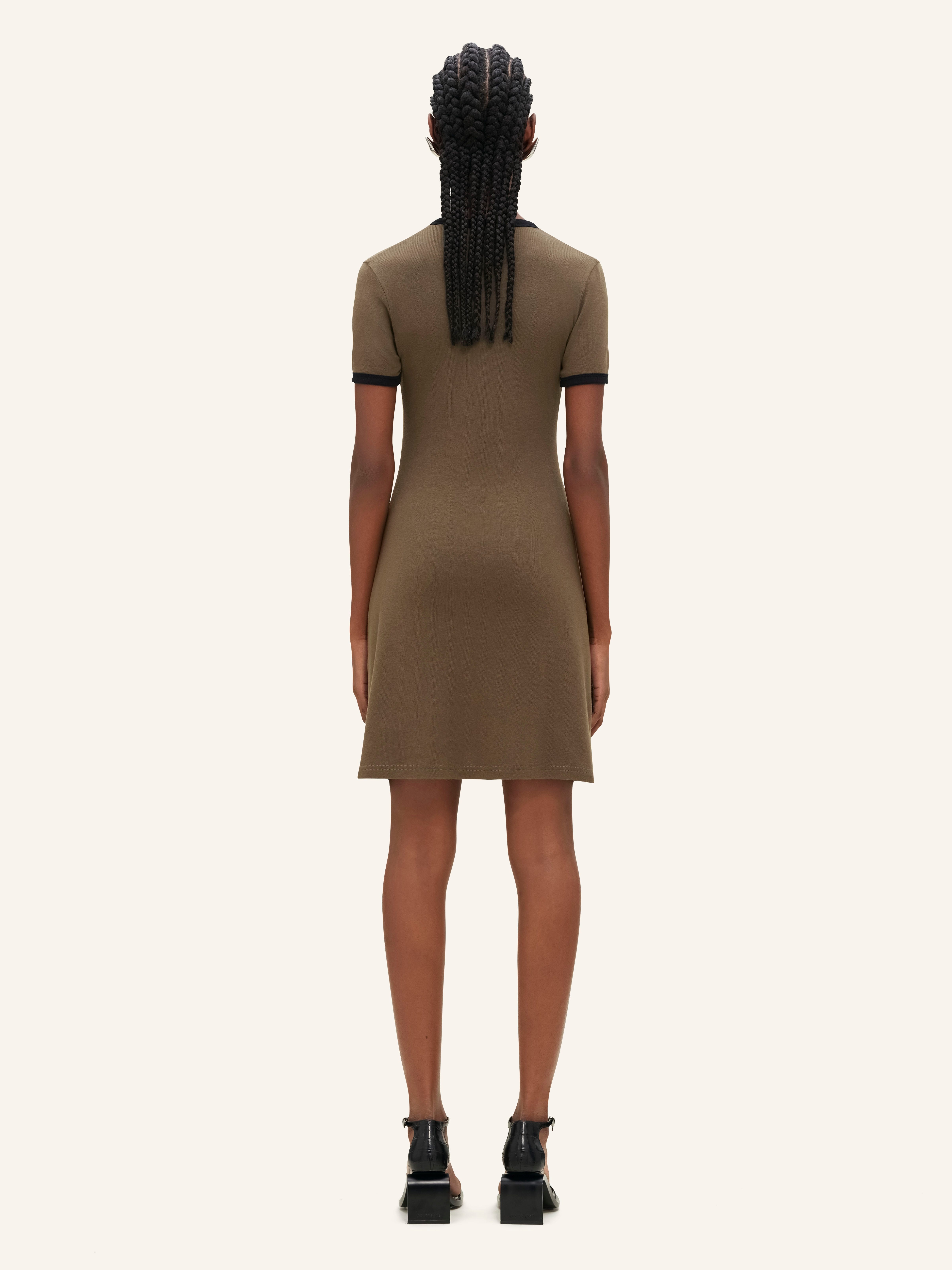CONTRAST V NECK MINI DRESS - 4