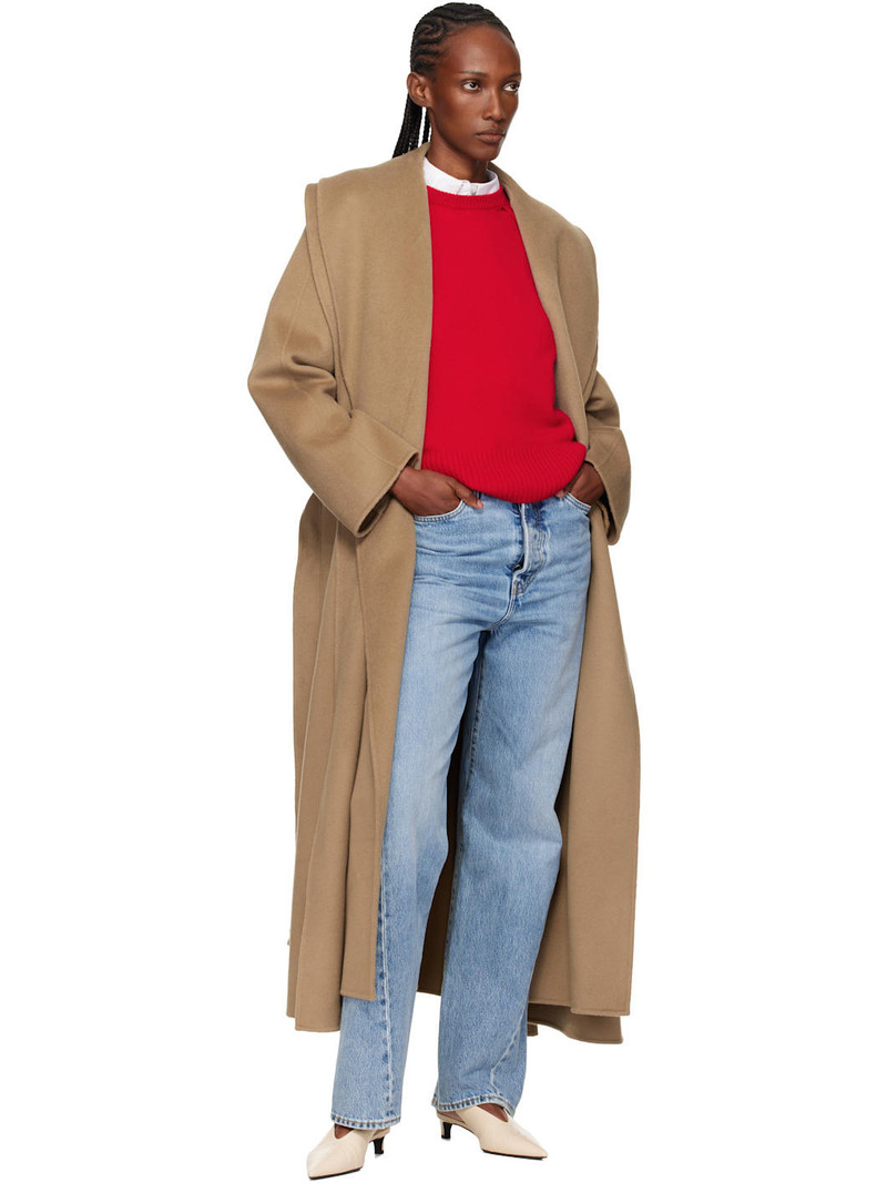 RÓHE Beige Signature Double-Faced Scarf Coat outlook