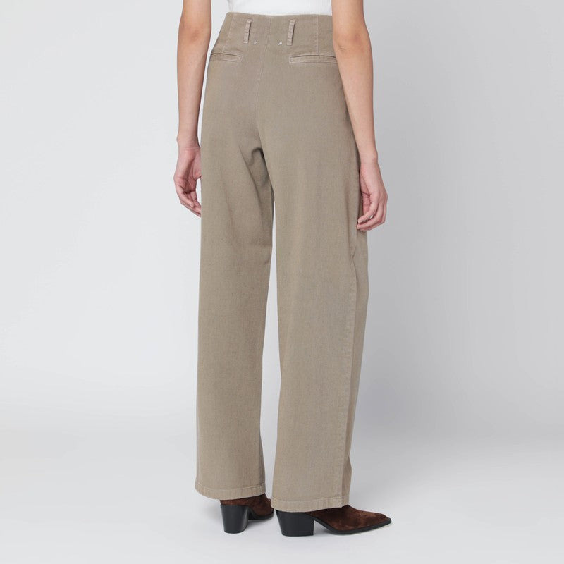 Golden Goose Wide Khaki Green Trousers Women - 2
