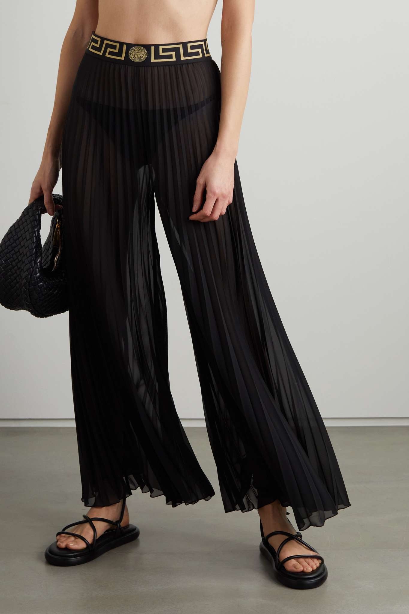 Plissé-chiffon wide-leg pants - 3