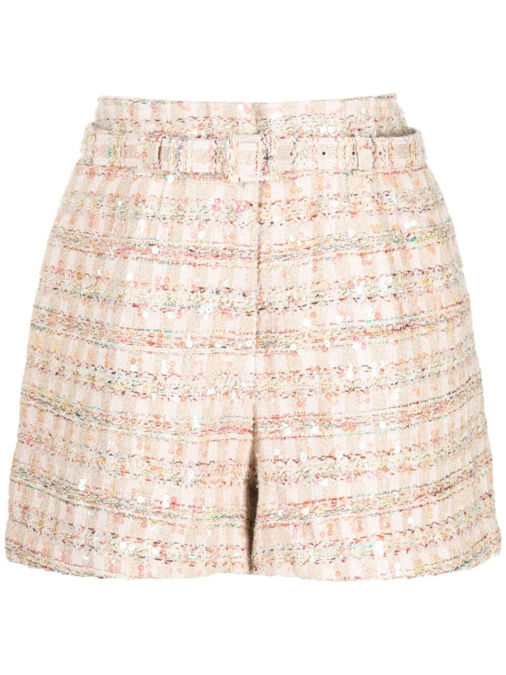 sequin-embellished bouclé shorts - 1