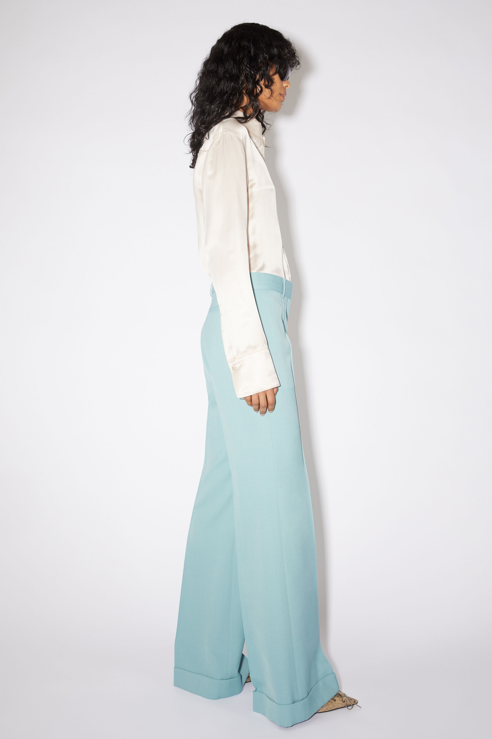 Tailored flared trousers - Aqua blue - 4