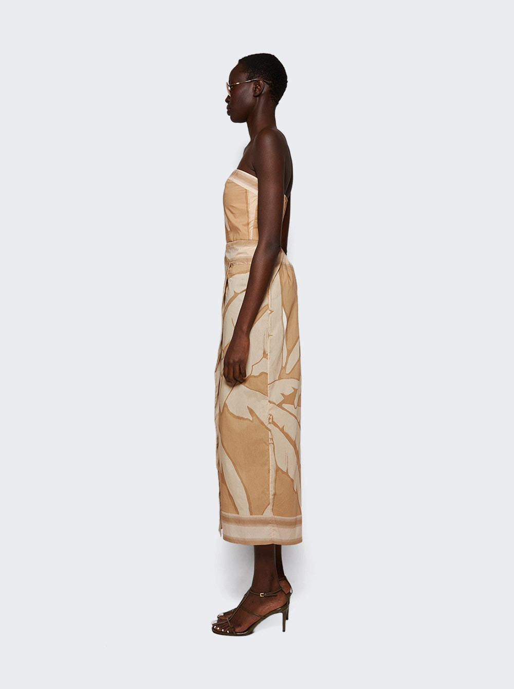 Palms Pontoon Afternoon Ankle Dress Salty Palms Sand And Ecru - 3