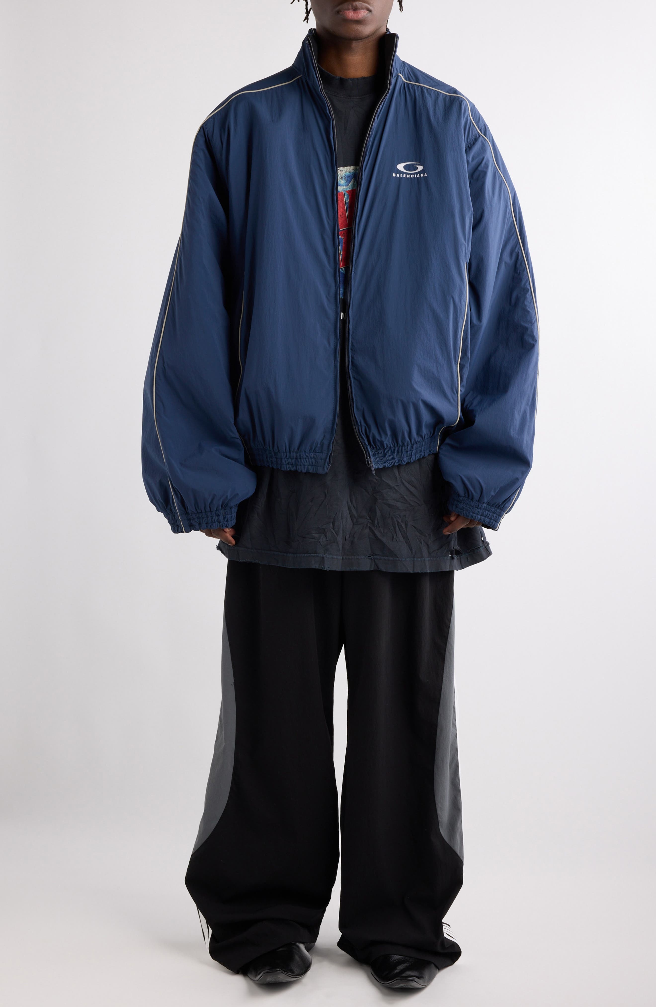 Balenciaga Deconstructed Track Jacket in 8065 Navy at Nordstrom - 2