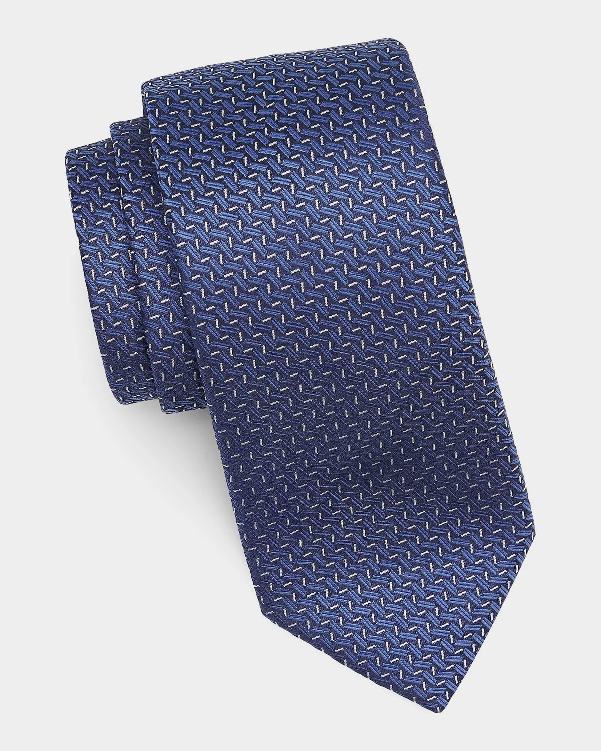 Zigzag Woven Silk Tie - 1