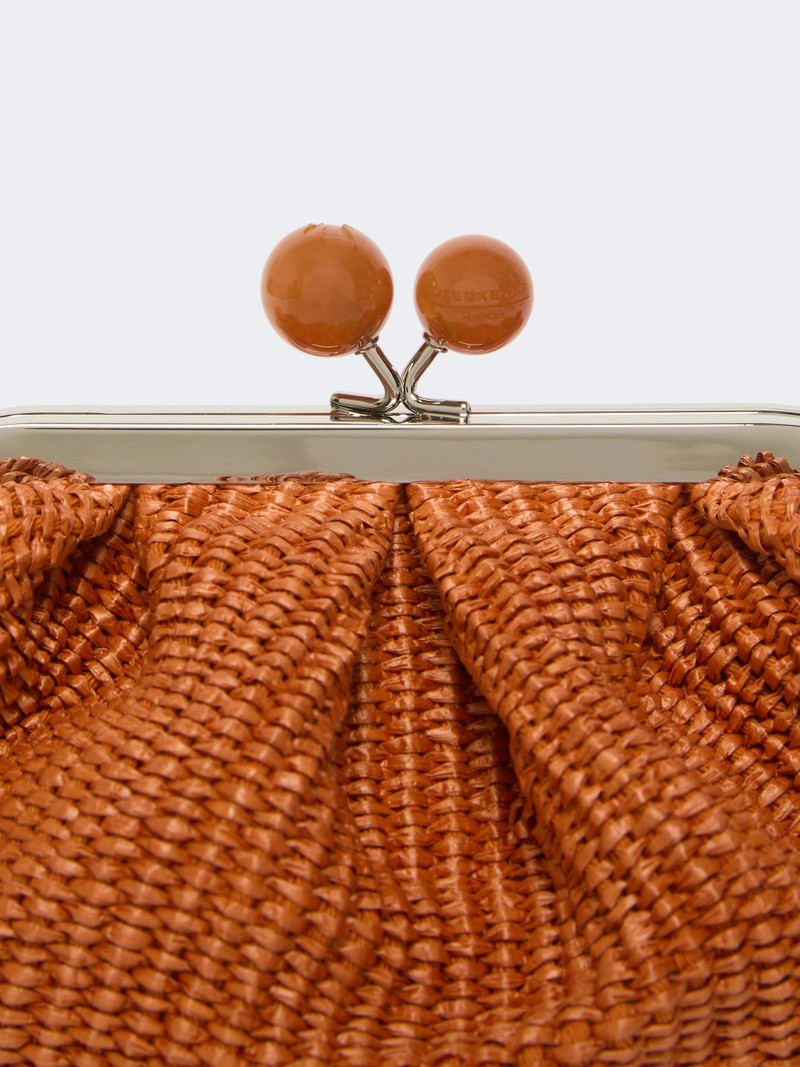 PALMAS Small raffia-effect Pasticcino Bag - SALMON 4