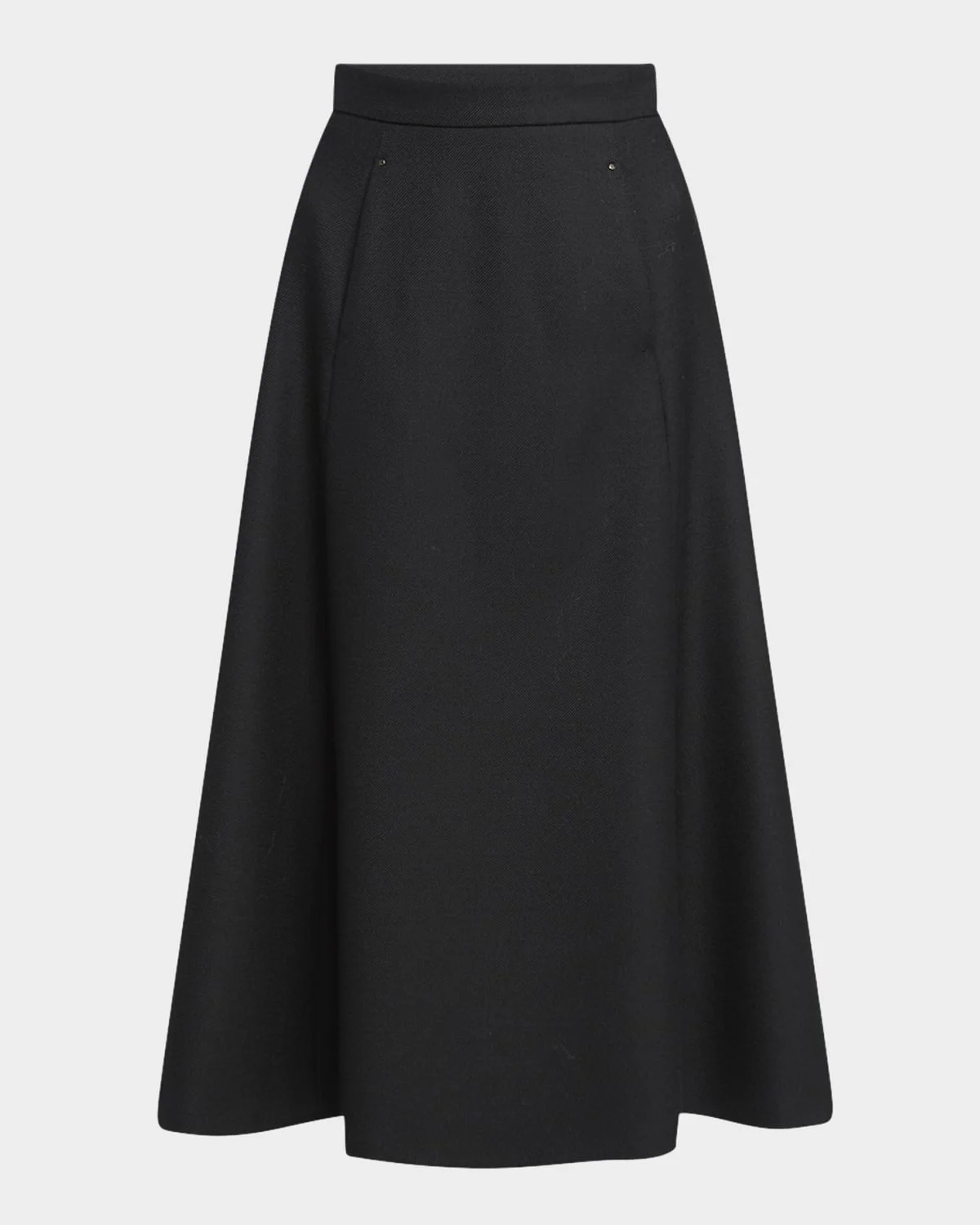 Circle-Cut Wool Midi Skirt - 1
