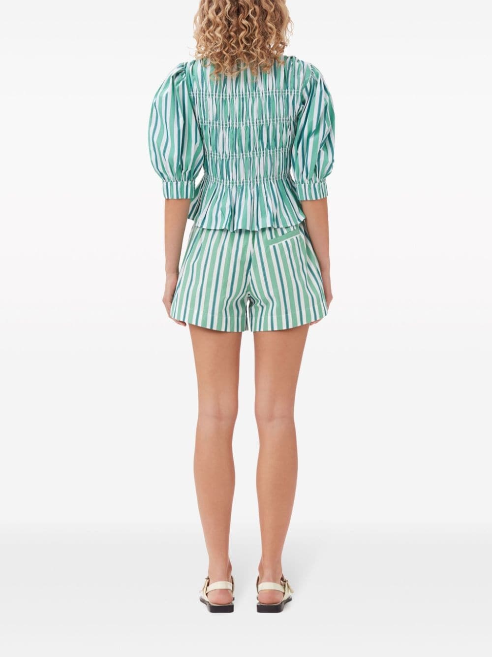 striped cotton mini shorts - 4