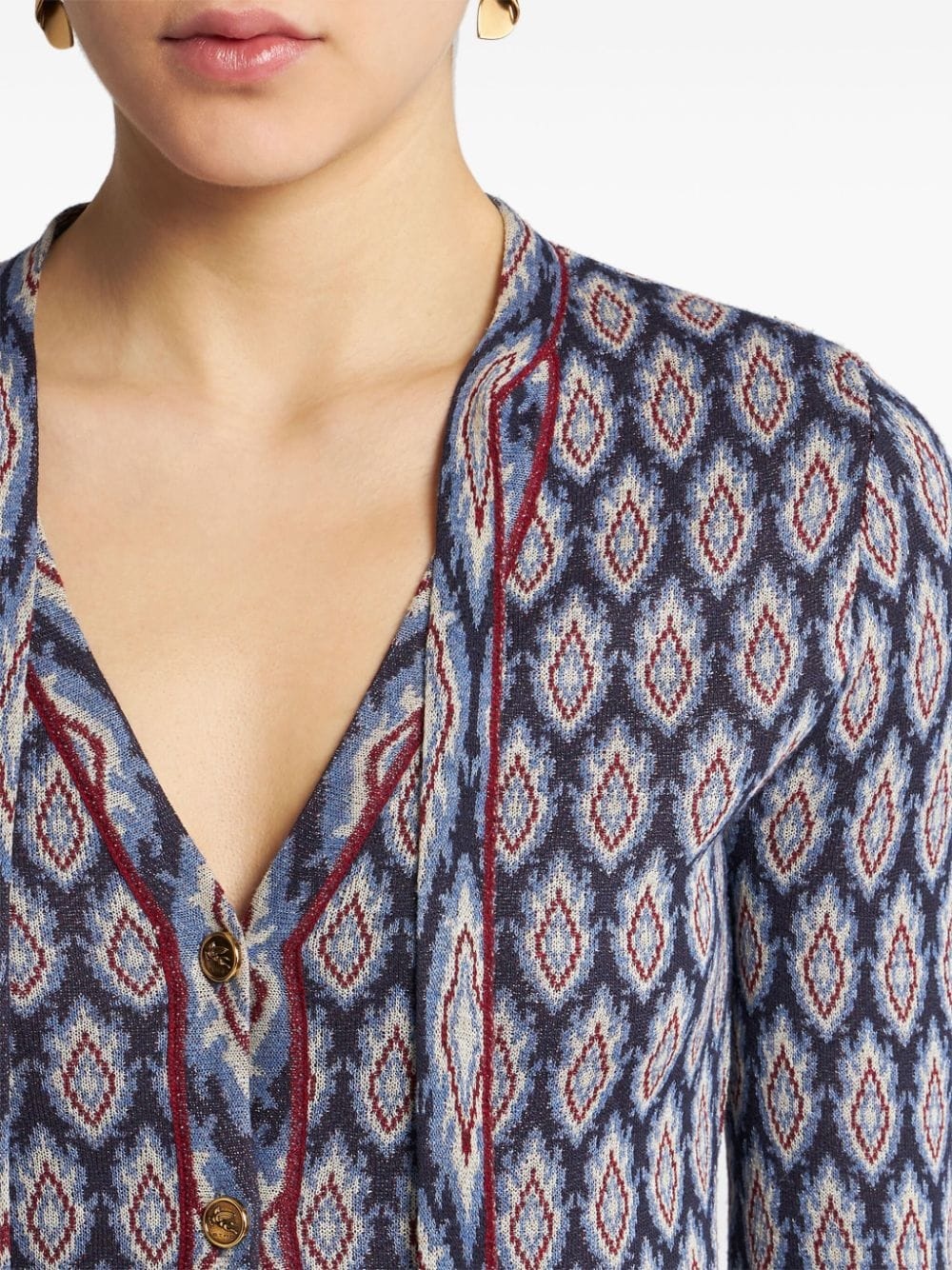 bow-detail jacquard cardigan - 5