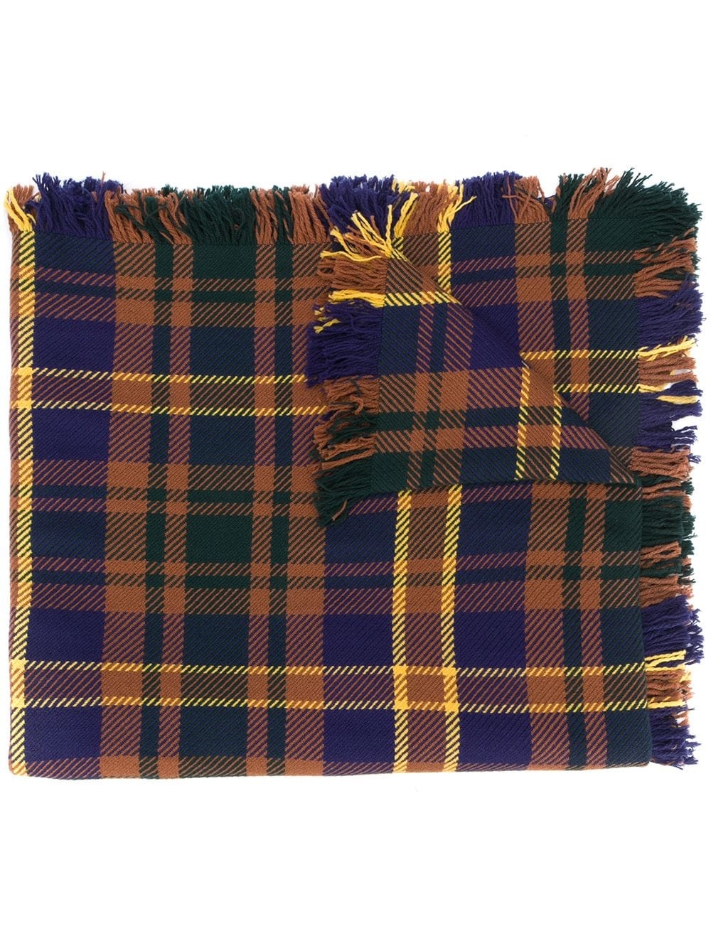 fringed tartan scarf - 1