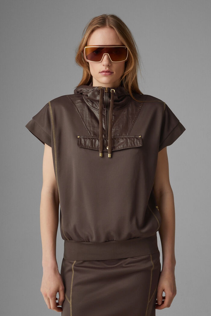 Pauline Short-sleeved hoodie in Chocolate - 2