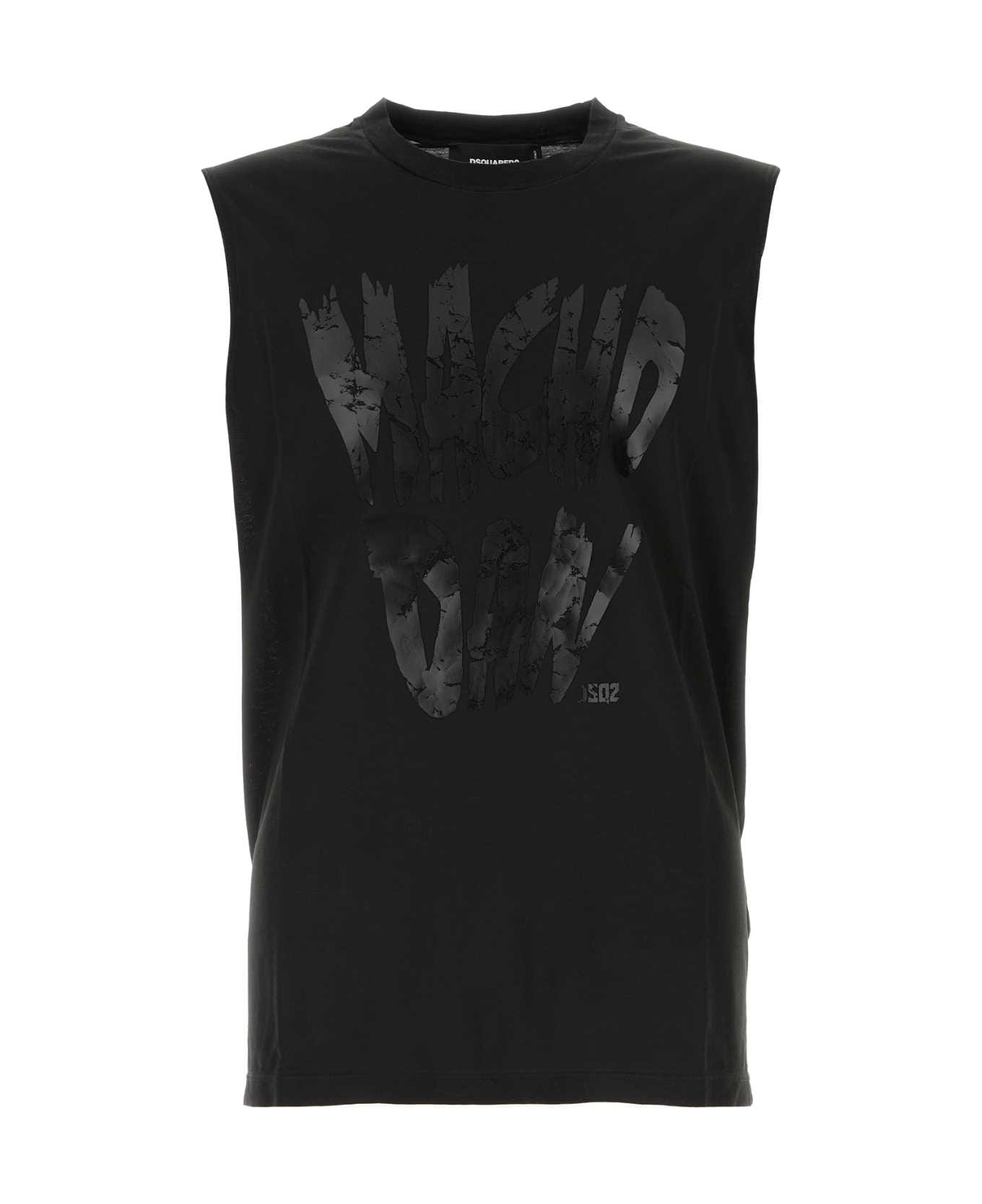 Black Cotton Tank Top - 1