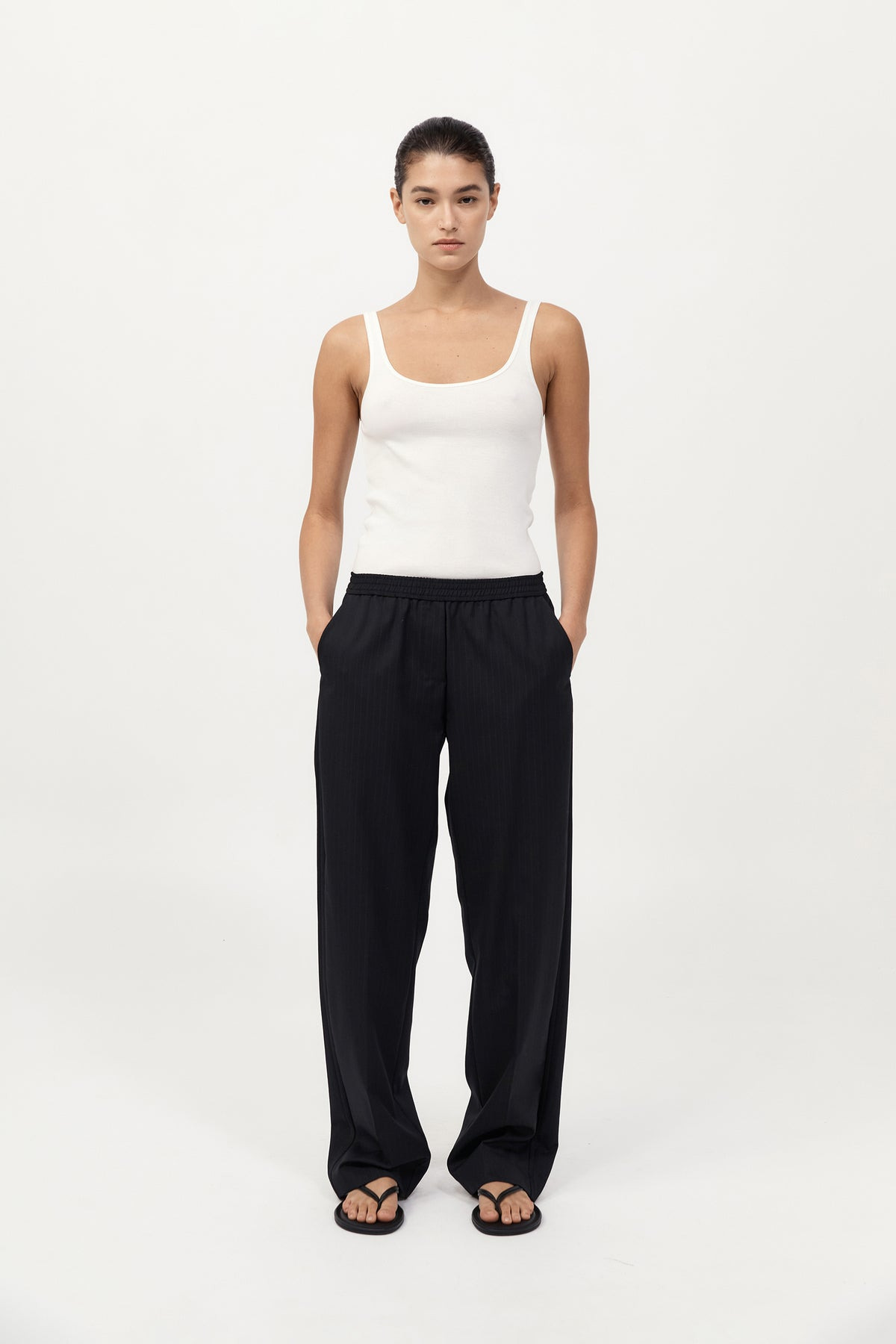 Tailored Active Pants - Black Pinstripe - 6