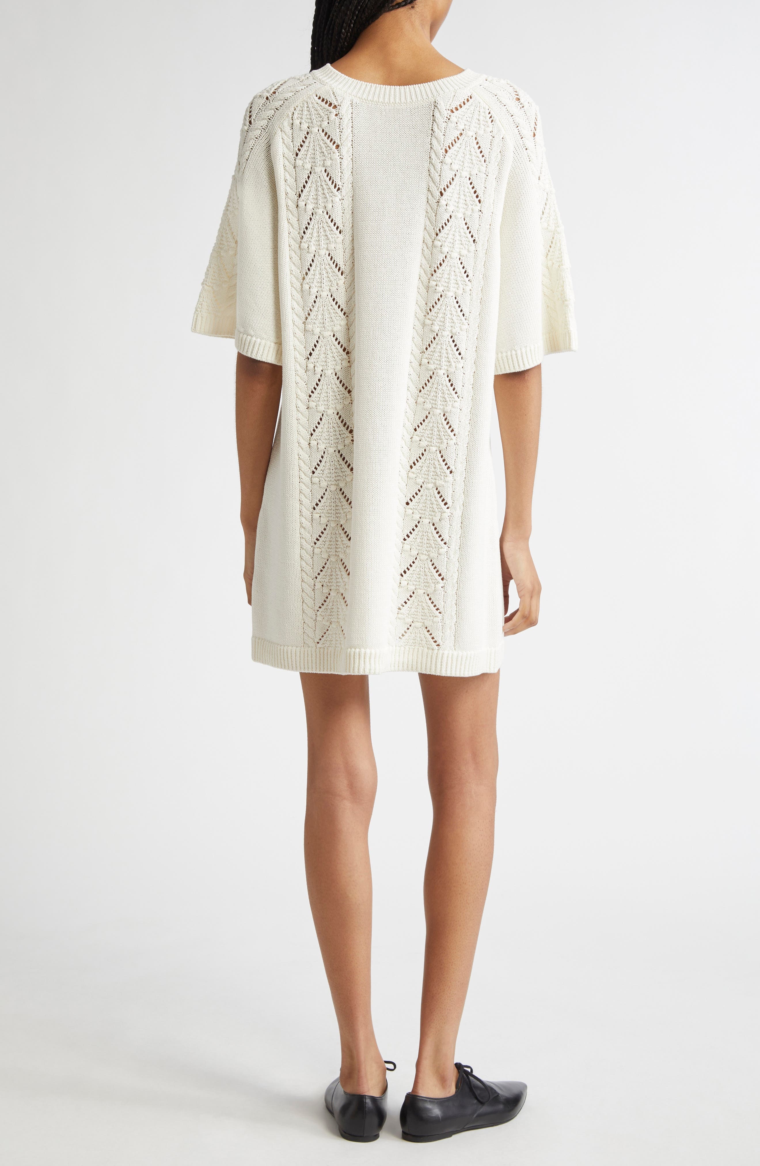LOULOU DE SAISON Arman Oversize Cotton Mini Sweater Dress in Ivory at Nordstrom - 2