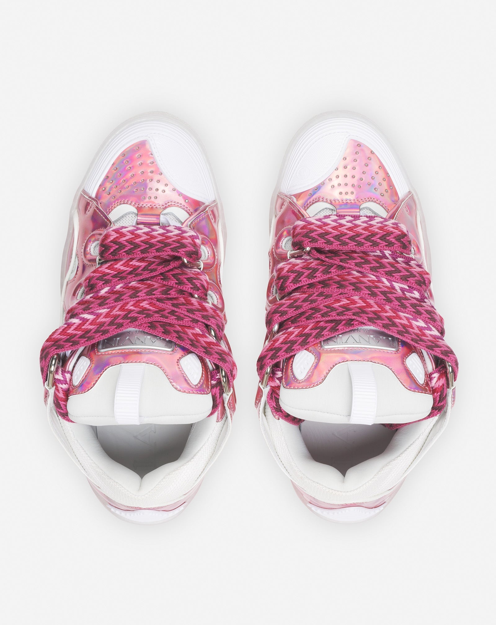 METALLIC LEATHER CURB SNEAKERS - 4