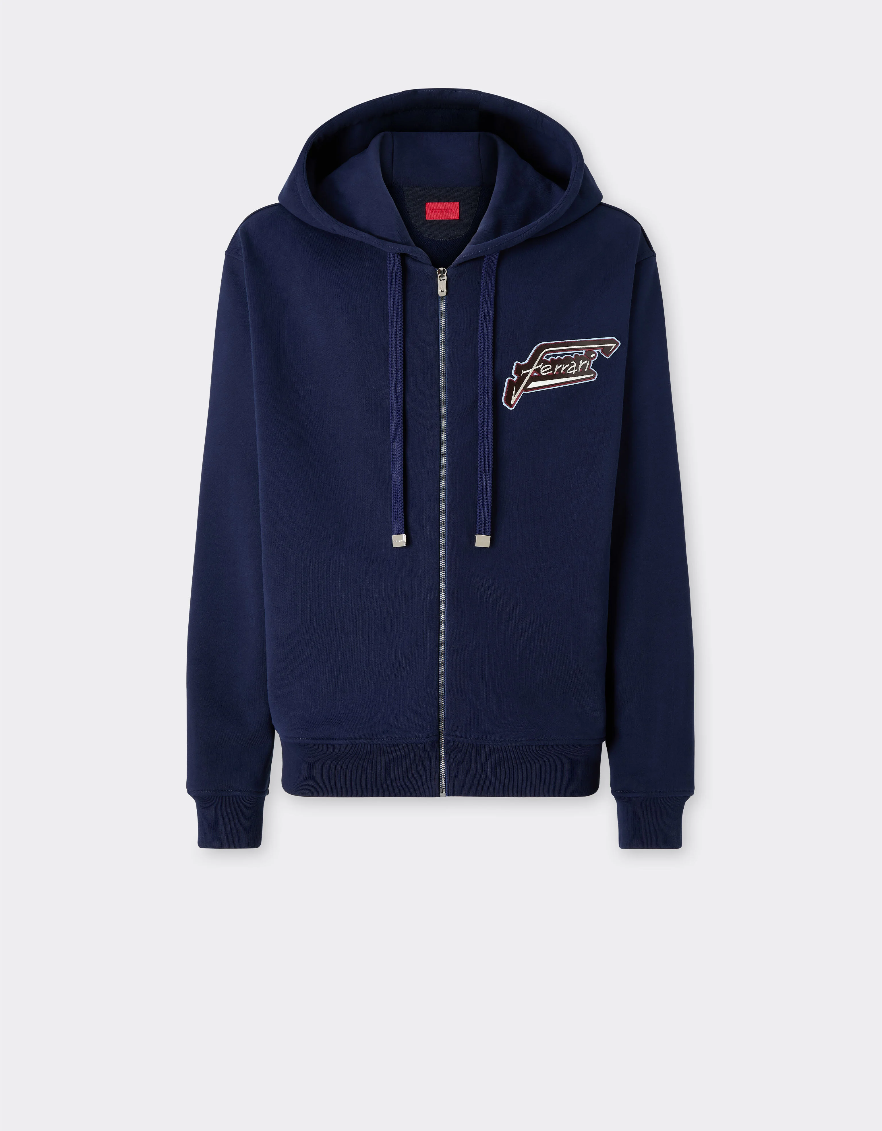 Cotton sweatshirt with zip and Ferrari patch - 1