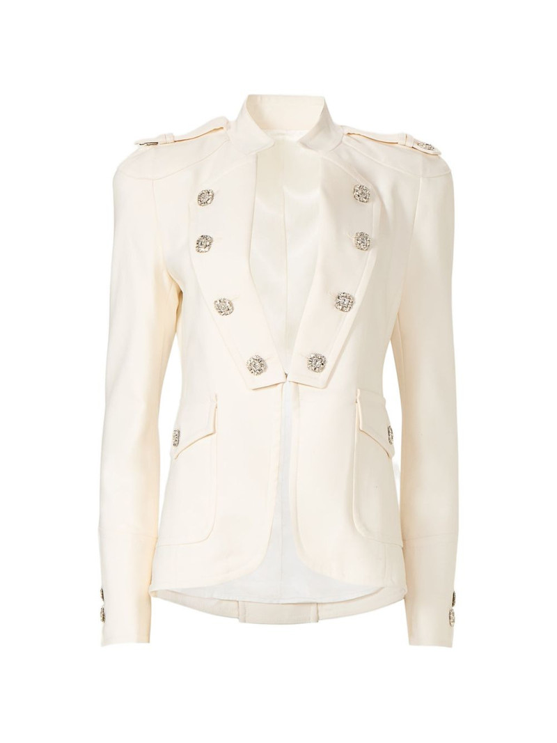 Elen crystal-button epaulettes blazer 1