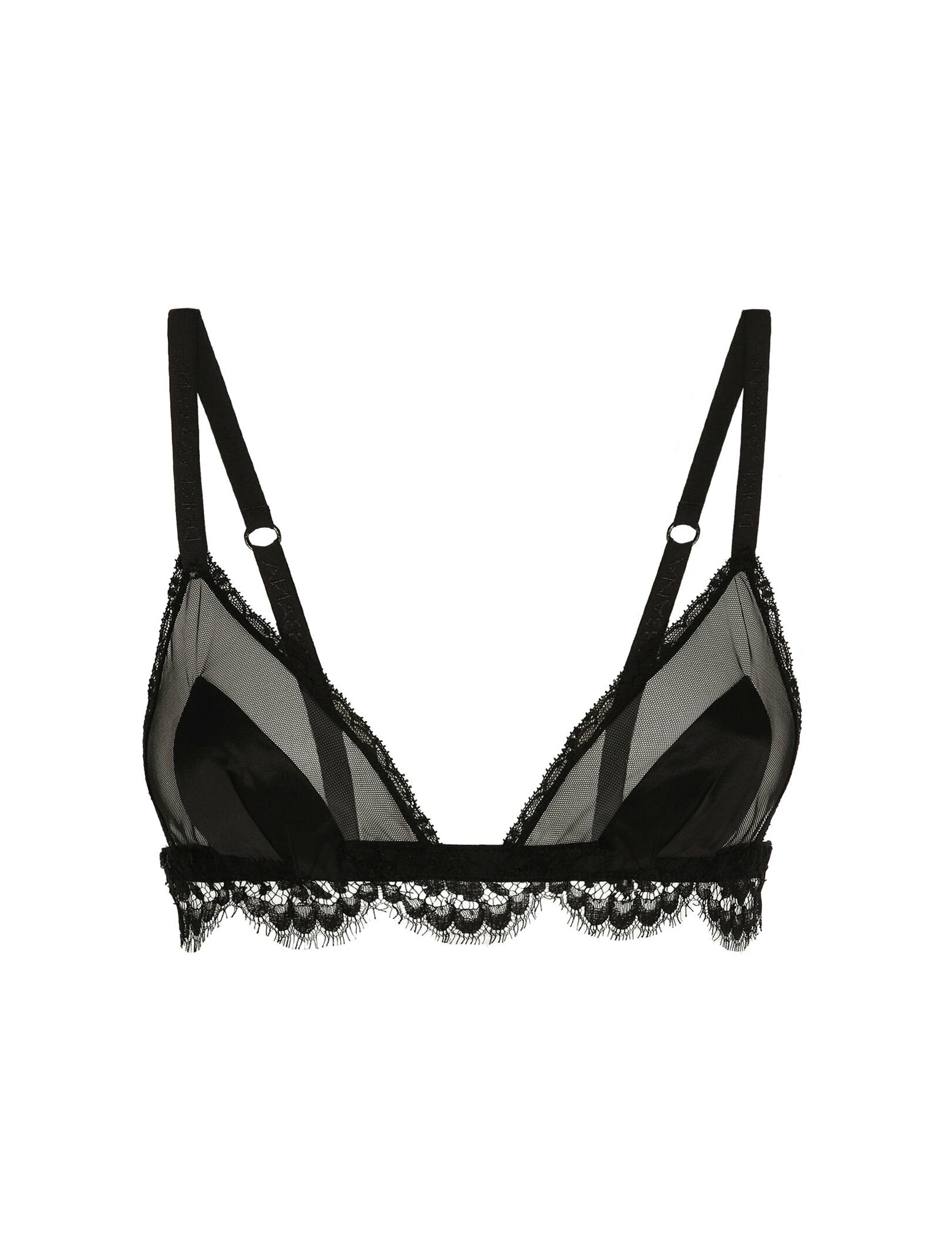 SOFT CUP TRIANGLE BRA IN TULLE, SATIN AND LACE - 2