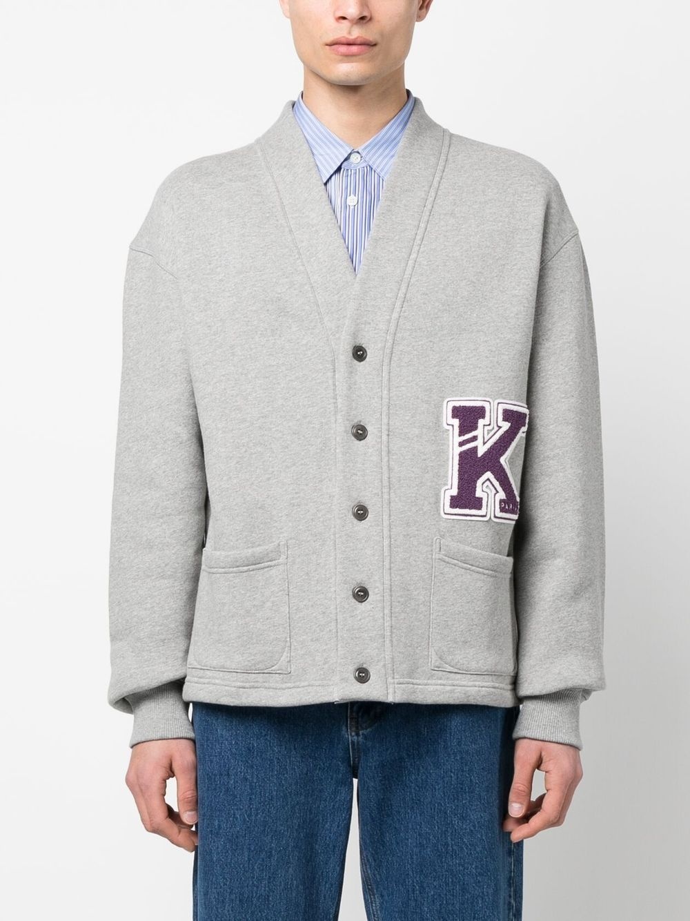 logo-appliqué cardigan - 3