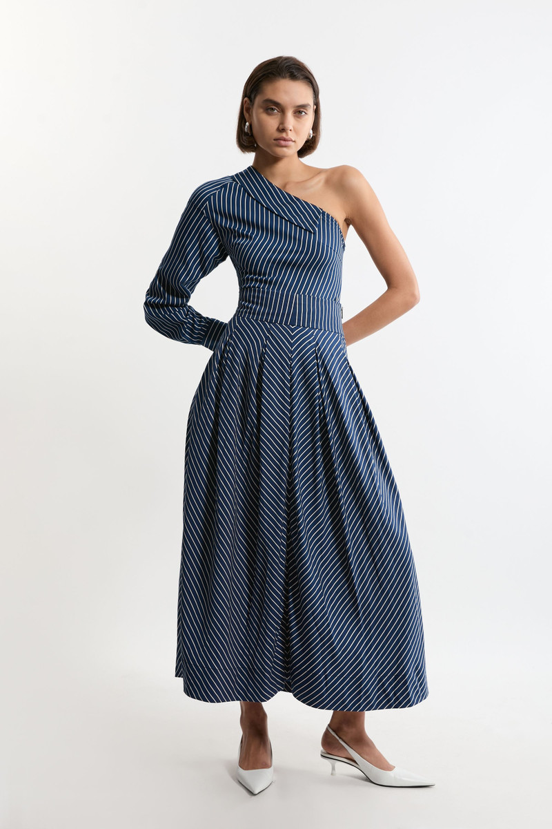 Tall Asymmetric Twill Striped Woven Long Sleeved Shirt 3