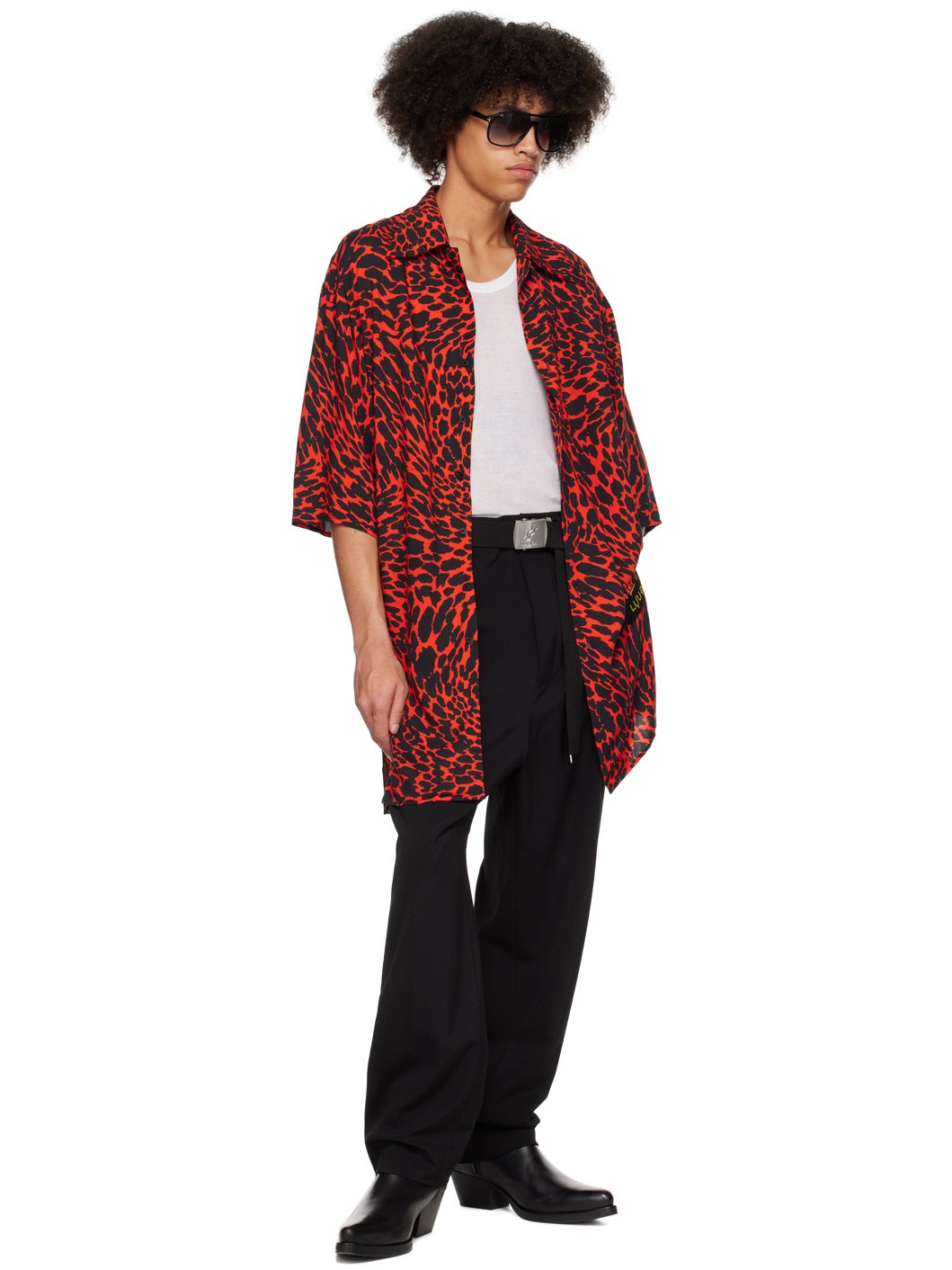 Red & Black Psychedelic Leopard Shirt - 4
