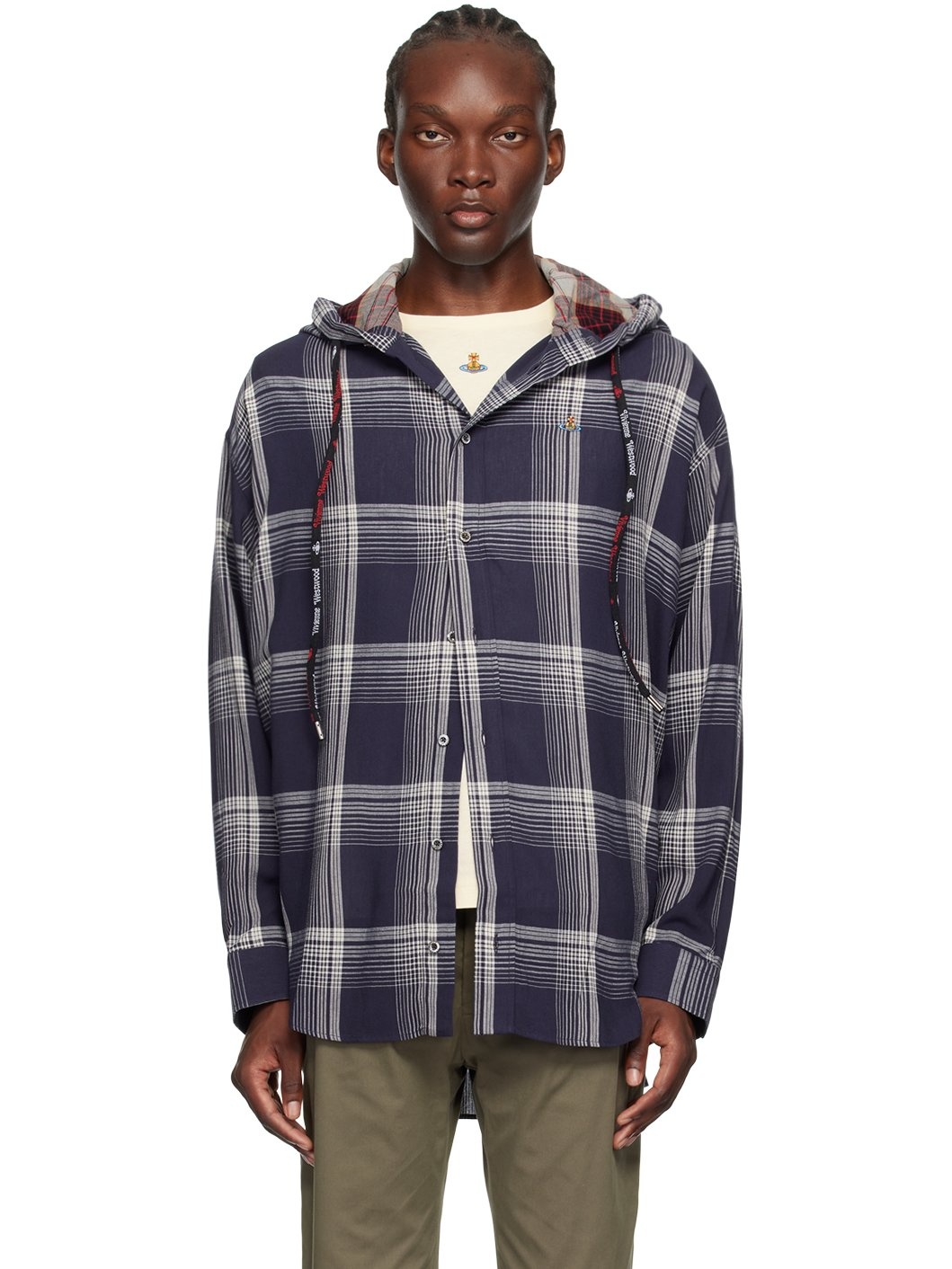 Navy Rib Hoodie Shirt - 1