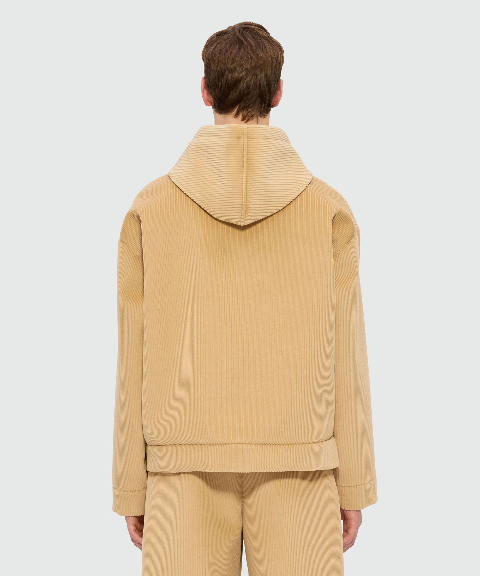 Beige jacket in scubbato velvet - 3