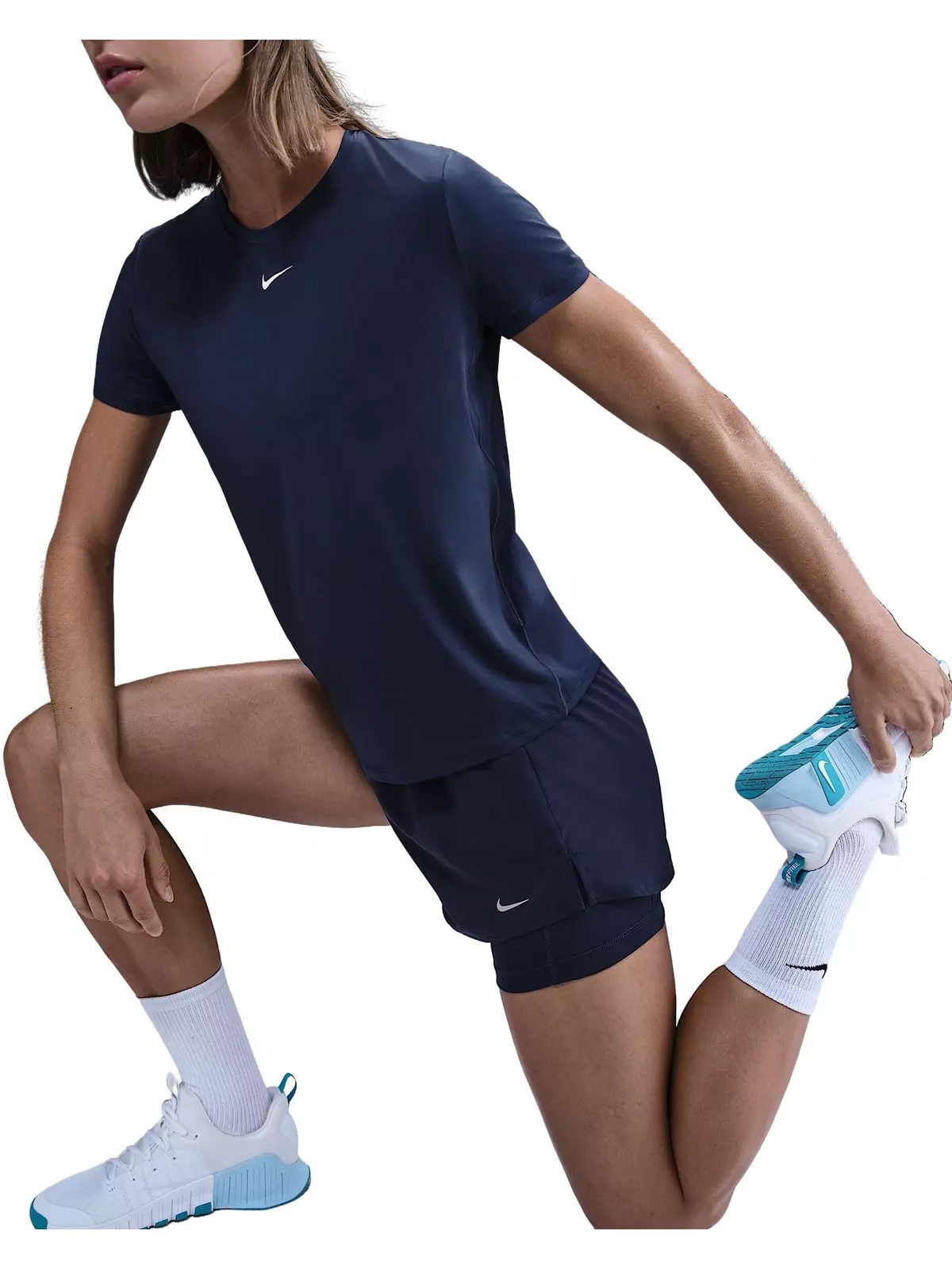 Women's One Dri-FIT High-Waisted 3" 2-in-1 Shorts -Navy - 3