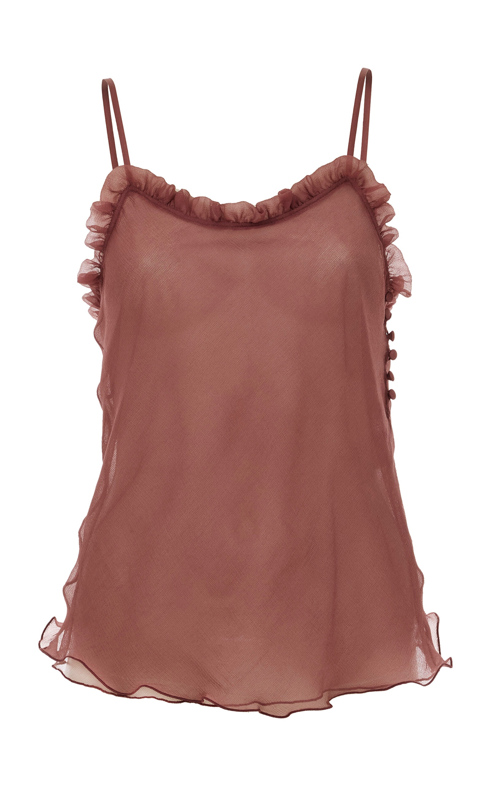 Ruffled Sheer Tulle Camisole Top pink - 1