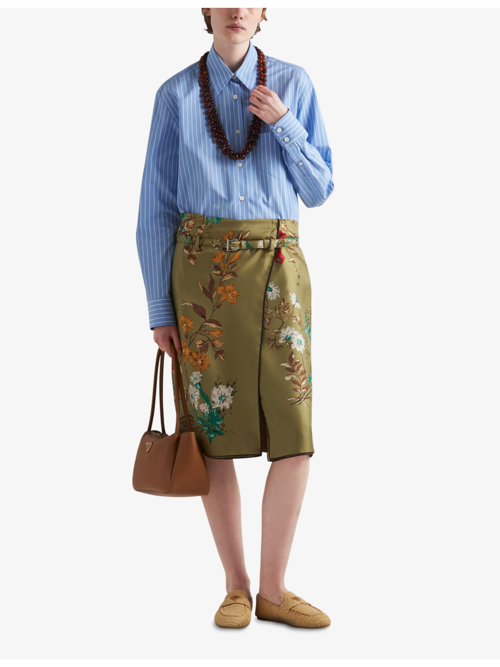Floral-print belted-waist high-rise silk mini skirt - 2