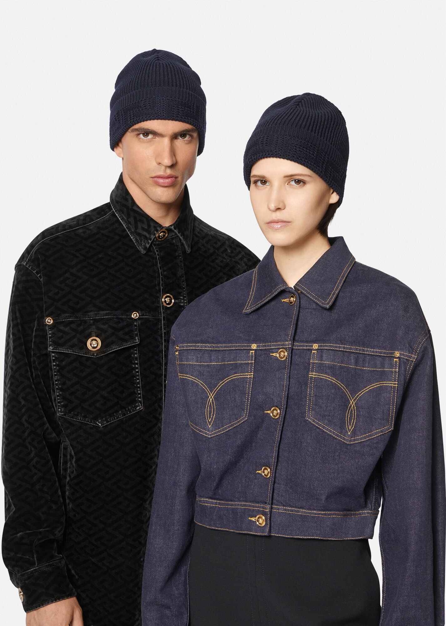 Greca Pattern Wool Beanie - 2