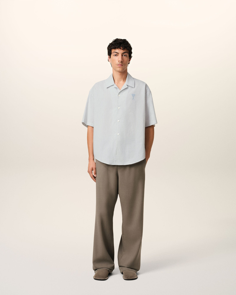 AMI Paris BLUE COTTON CAMP COLLAR SHORT SLEEVES SHIRT outlook