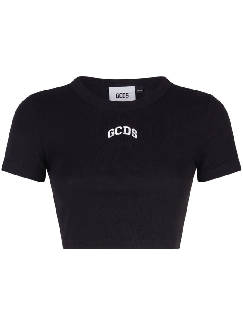 logo-embroidered cropped T-shirt 1