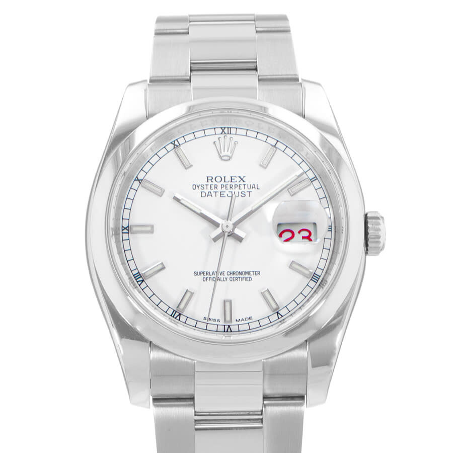 Pre-owned Rolex Datejust 36 Automatic Chronometer White Dial Men's Watch 116200 WSO - 1
