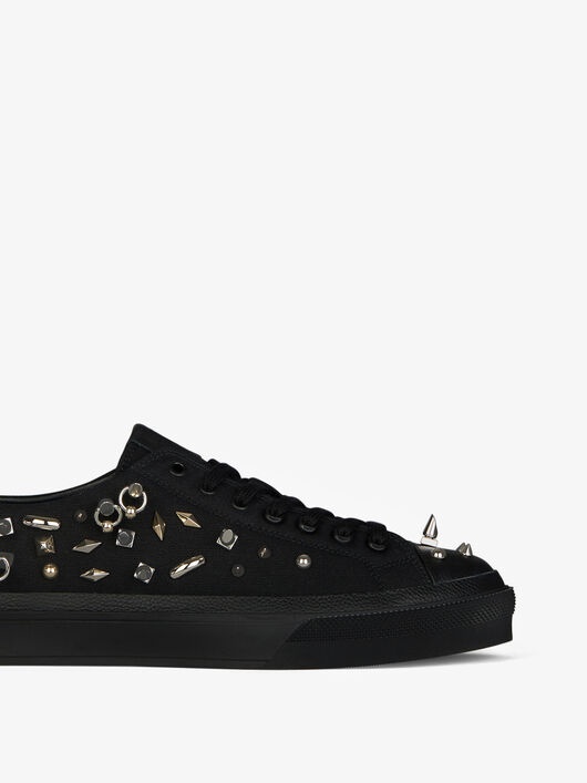 SNEAKERS CITY IN CANVAS AND LEATHER WITH STUDS - 7