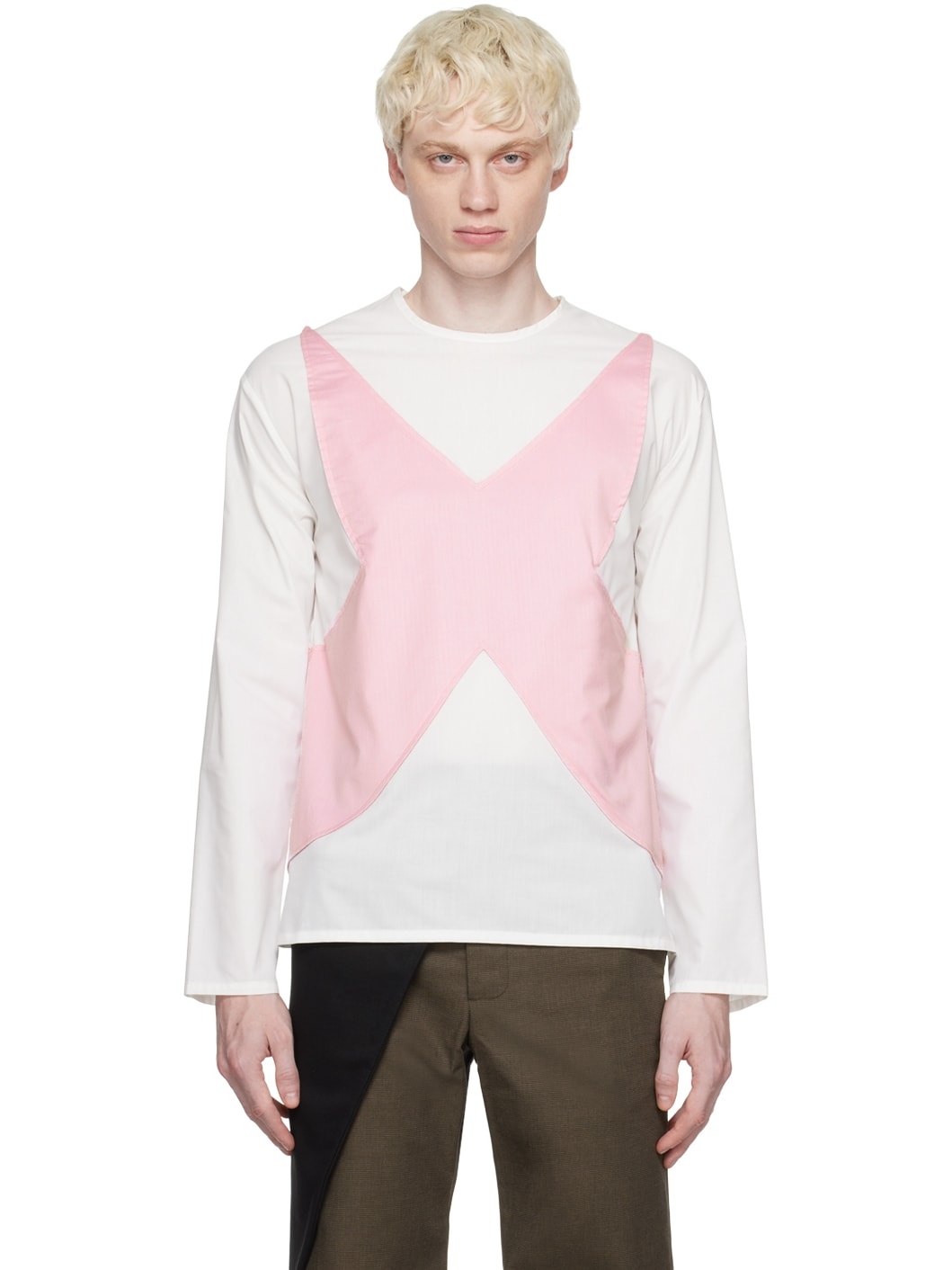 SSENSE Exclusive White & Pink Long Sleeve T-Shirt - 1