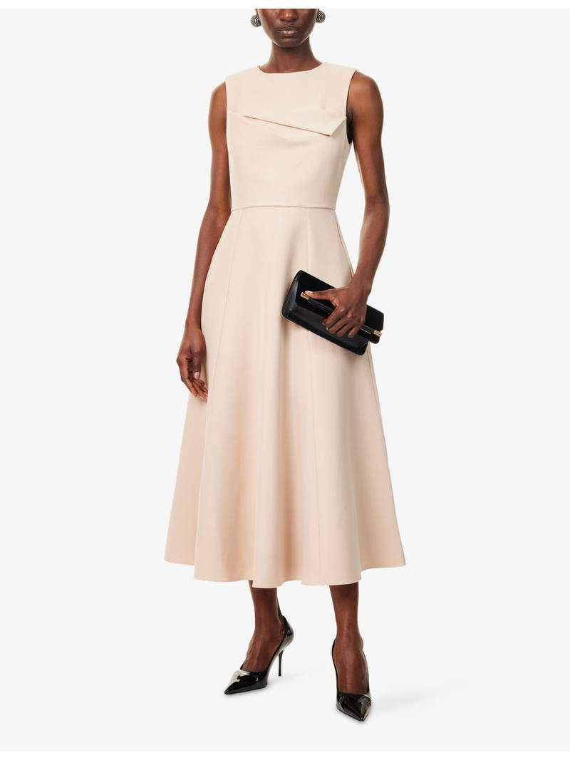 ROLAND MOURET Panel Sleeveless Stretch-Woven Midi Dress outlook