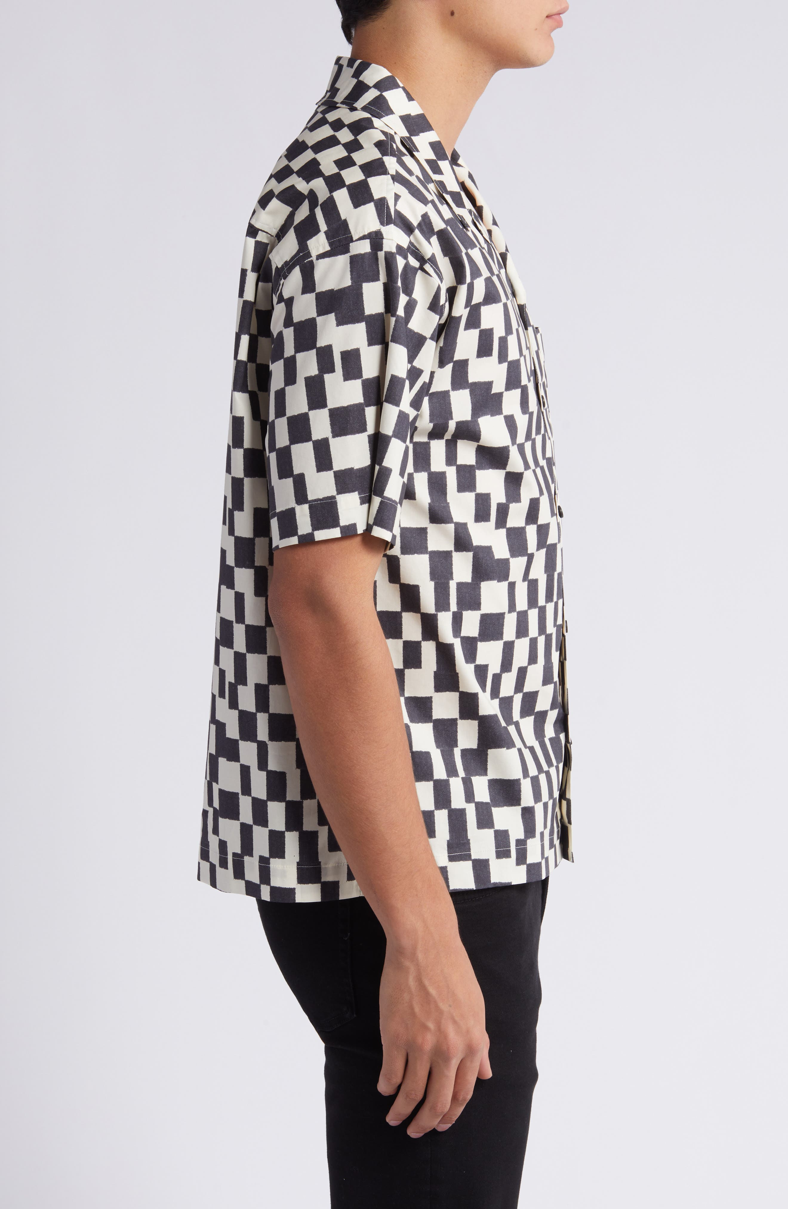 Geometric Print Lyocell & Cotton Camp Shirt - 4