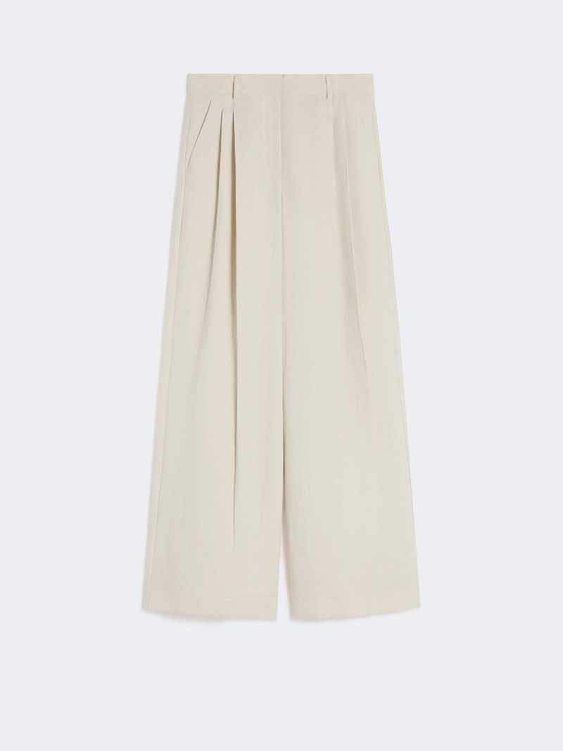 VELIERO Viscose and linen wide-leg trousers - BEIGE 1