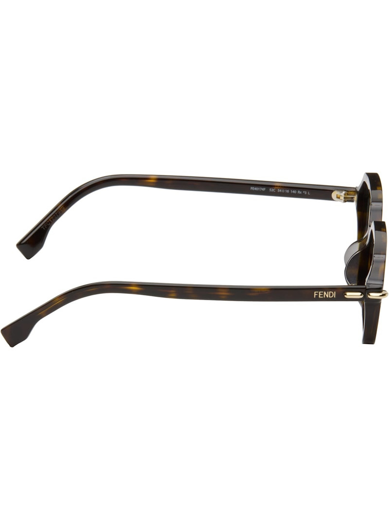 FENDI Brown & Black 'Fendi' Selleria Rectangle Sunglasses outlook