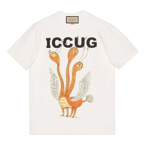 Men's Gucci SS21 Round Neck Printing Short Sleeve Beige T-Shirt 548334-XJDJV-9095 - 1
