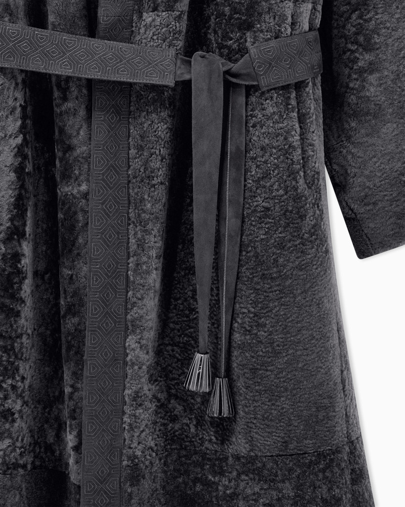 SHEARLING COAT WITH SHAWL COLLAR AND BELT 5
