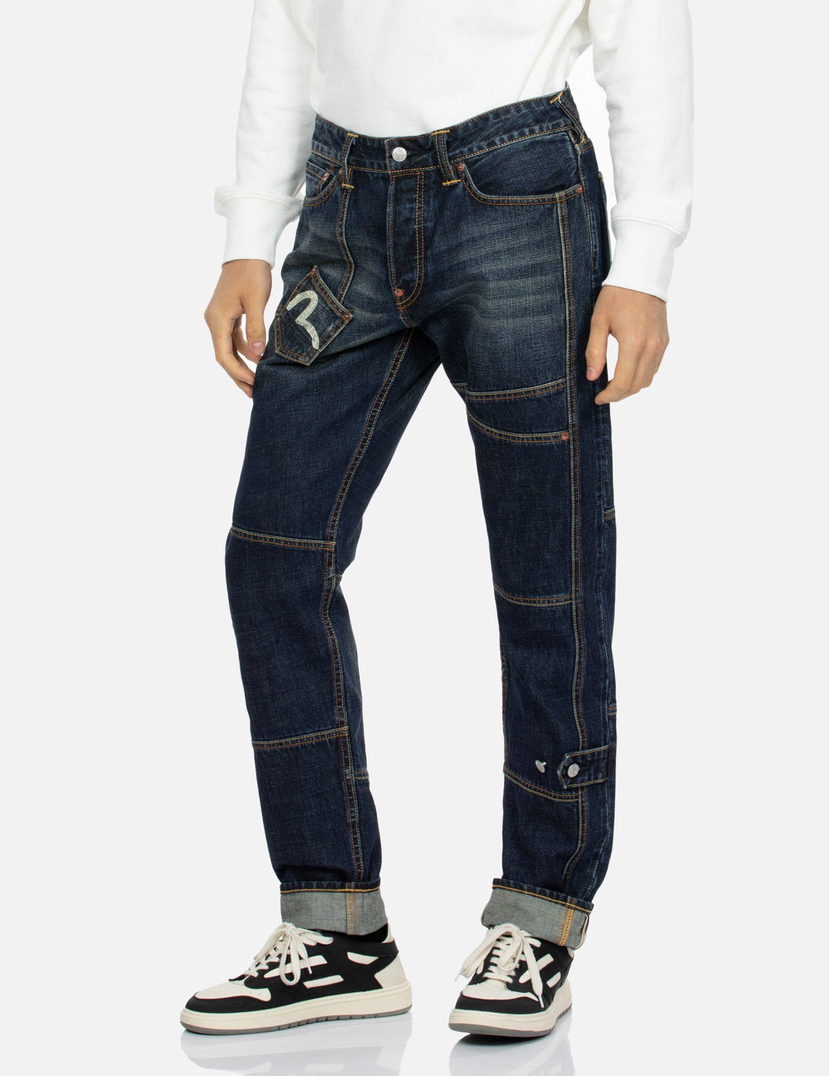 Seagull Print Carrot Fit Deconstructed Selvedge Denim Jeans #2017 - 8