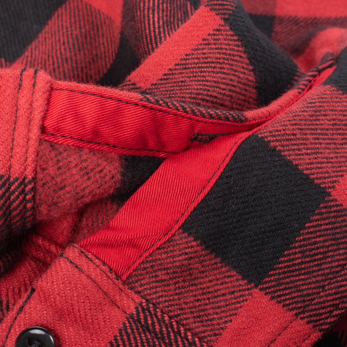 IHSH-244-RED Ultra Heavy Flannel Buffalo Check Work Shirt Red/Black - 5