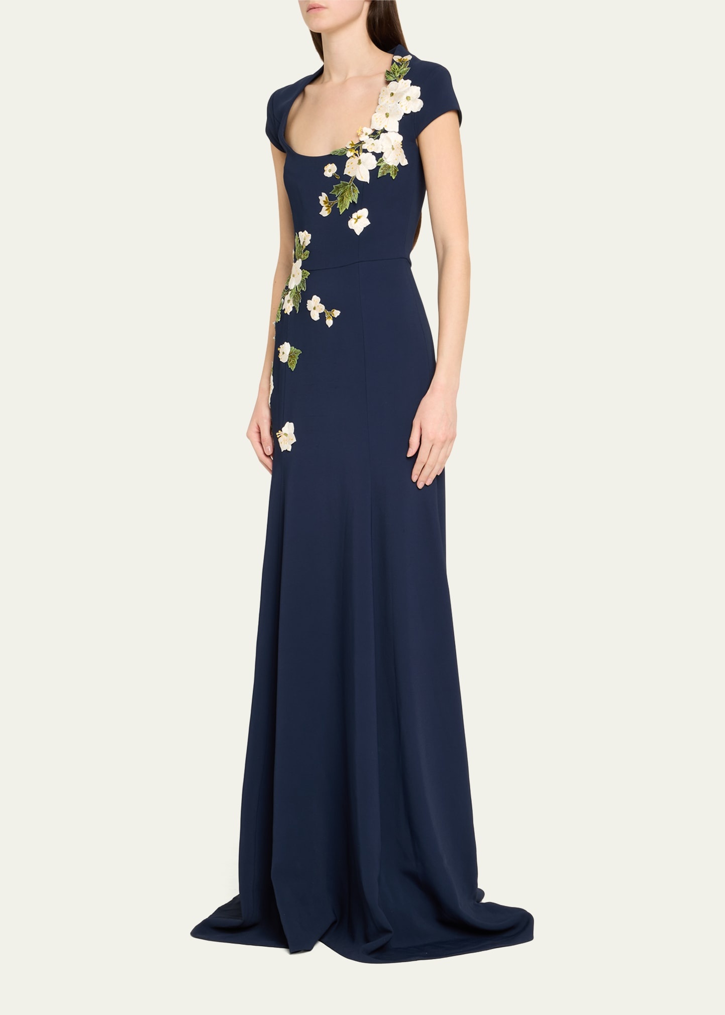 Cascading Cherry Blossom Embroidered Gown - 4