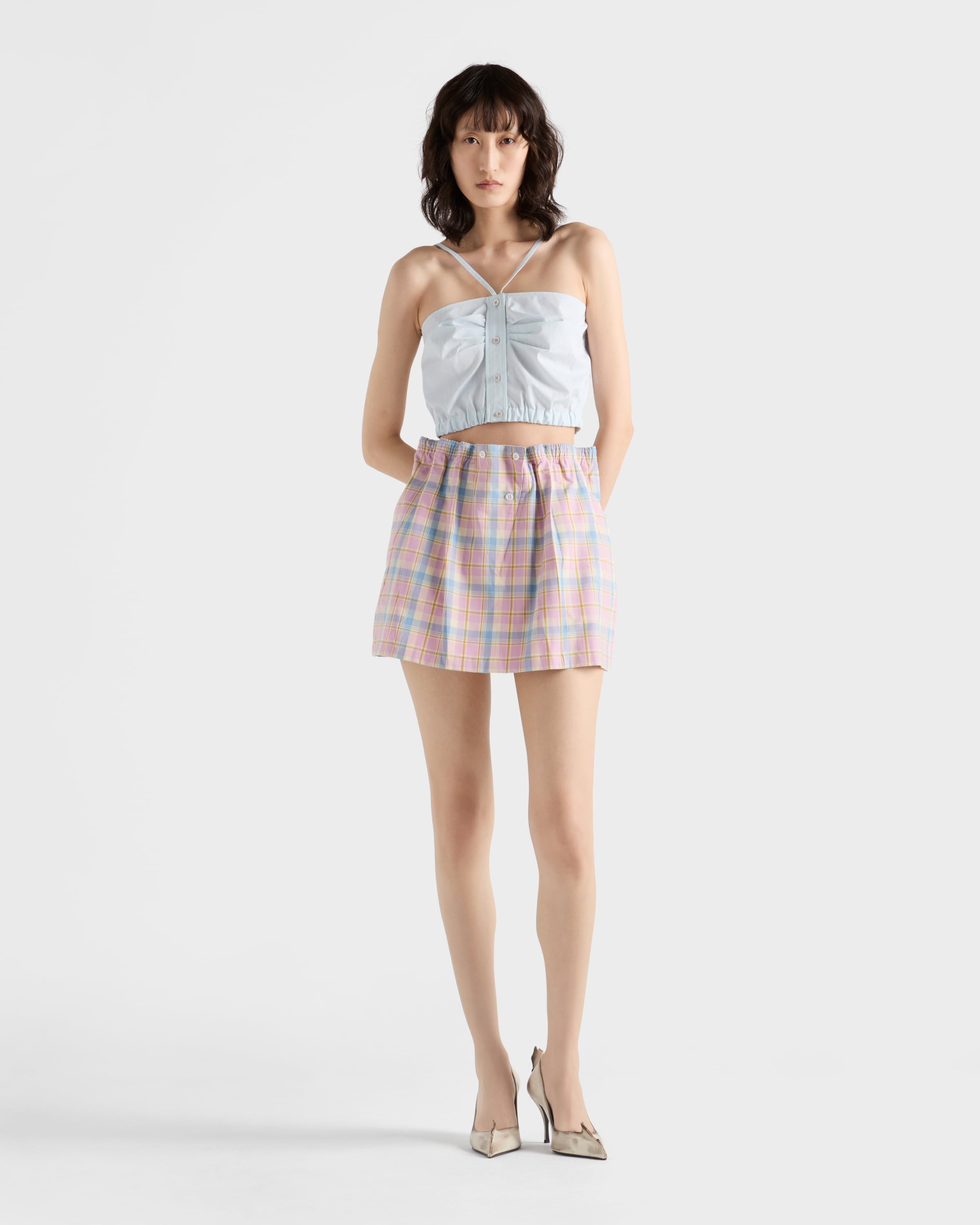 Checked cotton miniskirt - 2