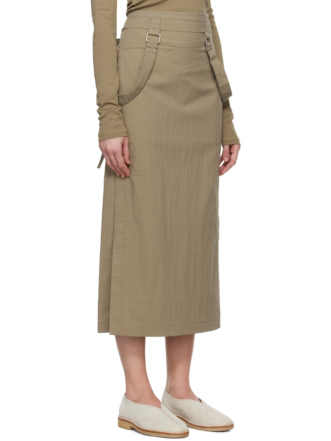 Khaki Straps Midi Skirt - 2