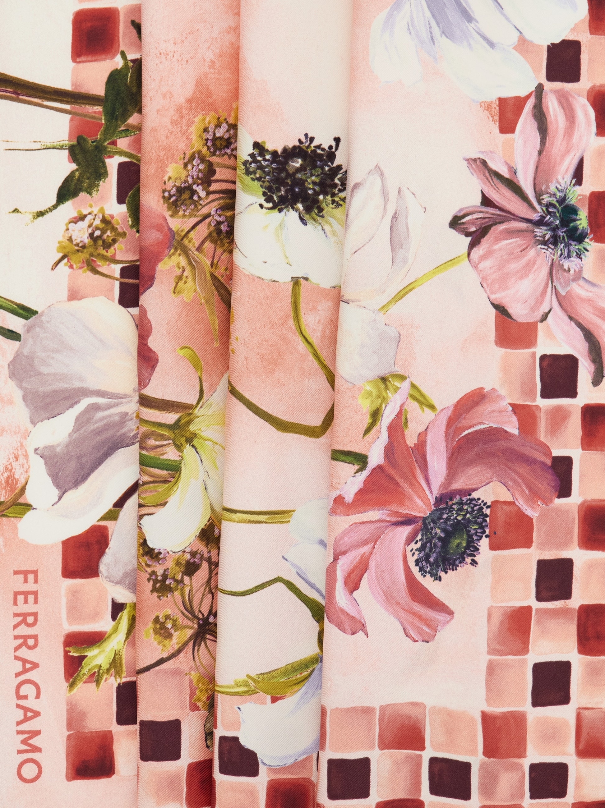 Fiori print silk scarf - 2